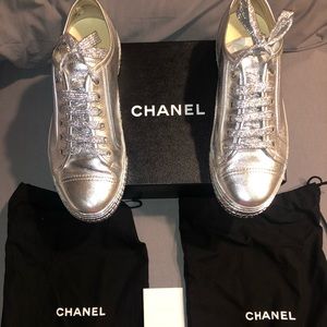 CHANEL Laminated Lambskin Sneakers